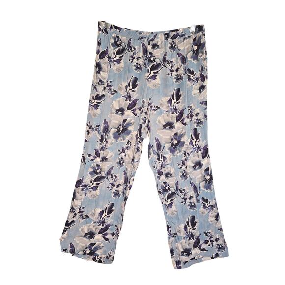 Soft Surroundings Other - Soft Surroundings Pants Womens Small Blue Floral Bamboo Rayon Stretch Wide Leg
